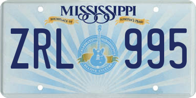 MS license plate ZRL995