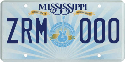 MS license plate ZRM000