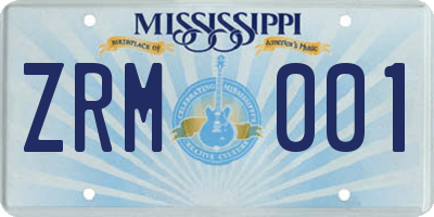 MS license plate ZRM001