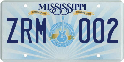 MS license plate ZRM002