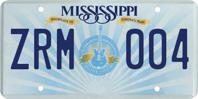 MS license plate ZRM004