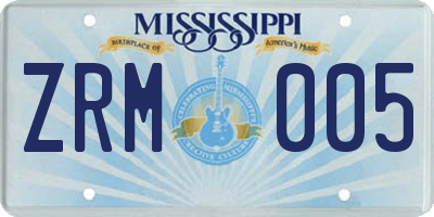 MS license plate ZRM005