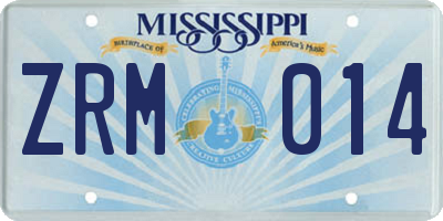 MS license plate ZRM014