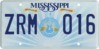 MS license plate ZRM016