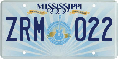 MS license plate ZRM022