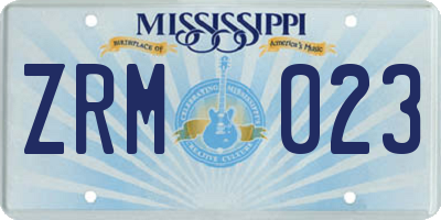 MS license plate ZRM023