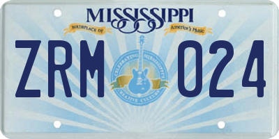 MS license plate ZRM024