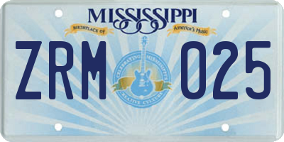 MS license plate ZRM025