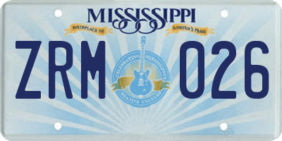 MS license plate ZRM026