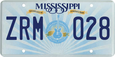 MS license plate ZRM028