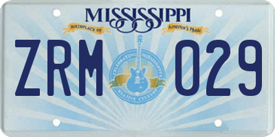 MS license plate ZRM029