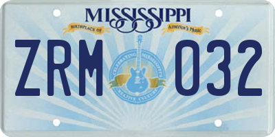 MS license plate ZRM032
