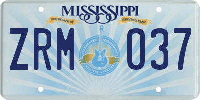MS license plate ZRM037