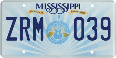 MS license plate ZRM039