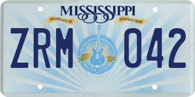 MS license plate ZRM042