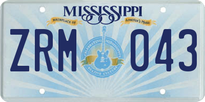 MS license plate ZRM043