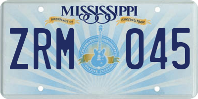MS license plate ZRM045