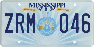 MS license plate ZRM046
