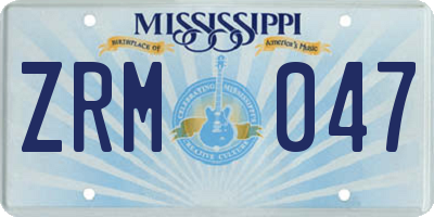 MS license plate ZRM047