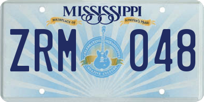 MS license plate ZRM048