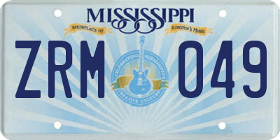 MS license plate ZRM049