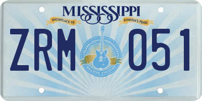 MS license plate ZRM051