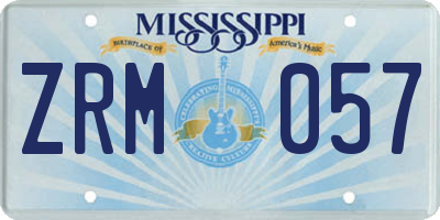 MS license plate ZRM057