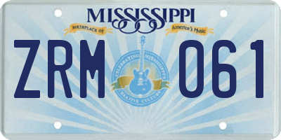 MS license plate ZRM061