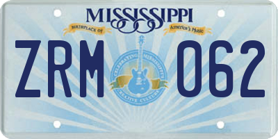 MS license plate ZRM062