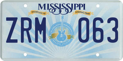 MS license plate ZRM063