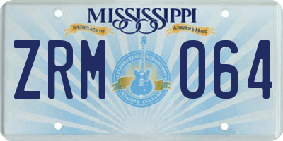 MS license plate ZRM064