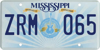 MS license plate ZRM065