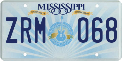 MS license plate ZRM068