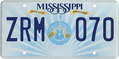 MS license plate ZRM070