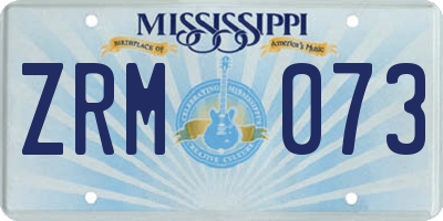 MS license plate ZRM073