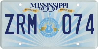 MS license plate ZRM074