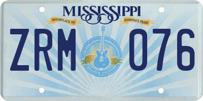MS license plate ZRM076