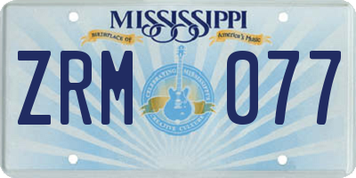 MS license plate ZRM077