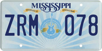 MS license plate ZRM078