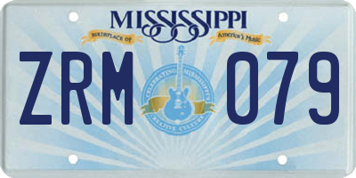 MS license plate ZRM079