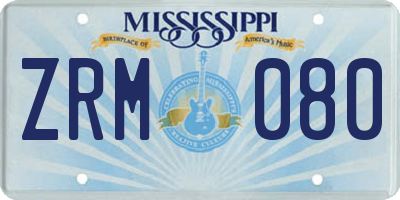 MS license plate ZRM080