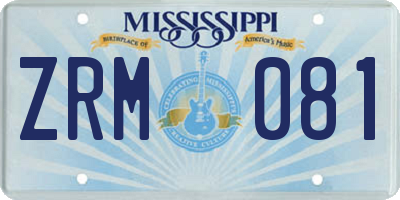 MS license plate ZRM081
