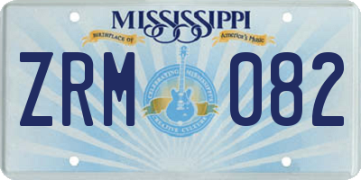 MS license plate ZRM082