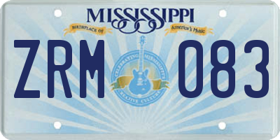 MS license plate ZRM083