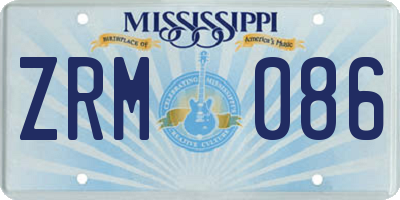 MS license plate ZRM086