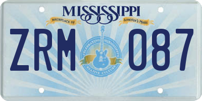 MS license plate ZRM087
