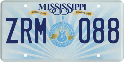MS license plate ZRM088