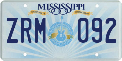 MS license plate ZRM092