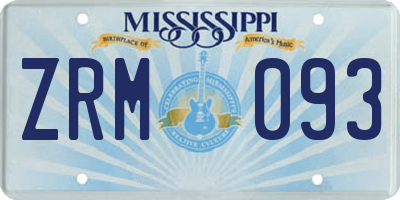 MS license plate ZRM093