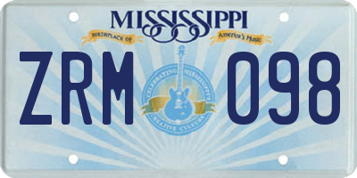 MS license plate ZRM098